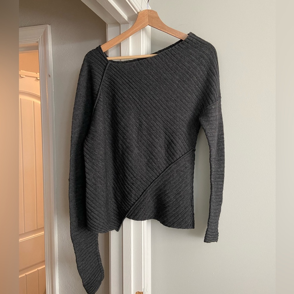 Free People asymmetrical gray knit sweater